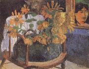 Paul Gauguin Sunflowers on a chair painting